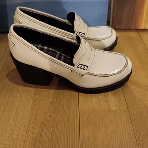 Women's White Loafer Heels!